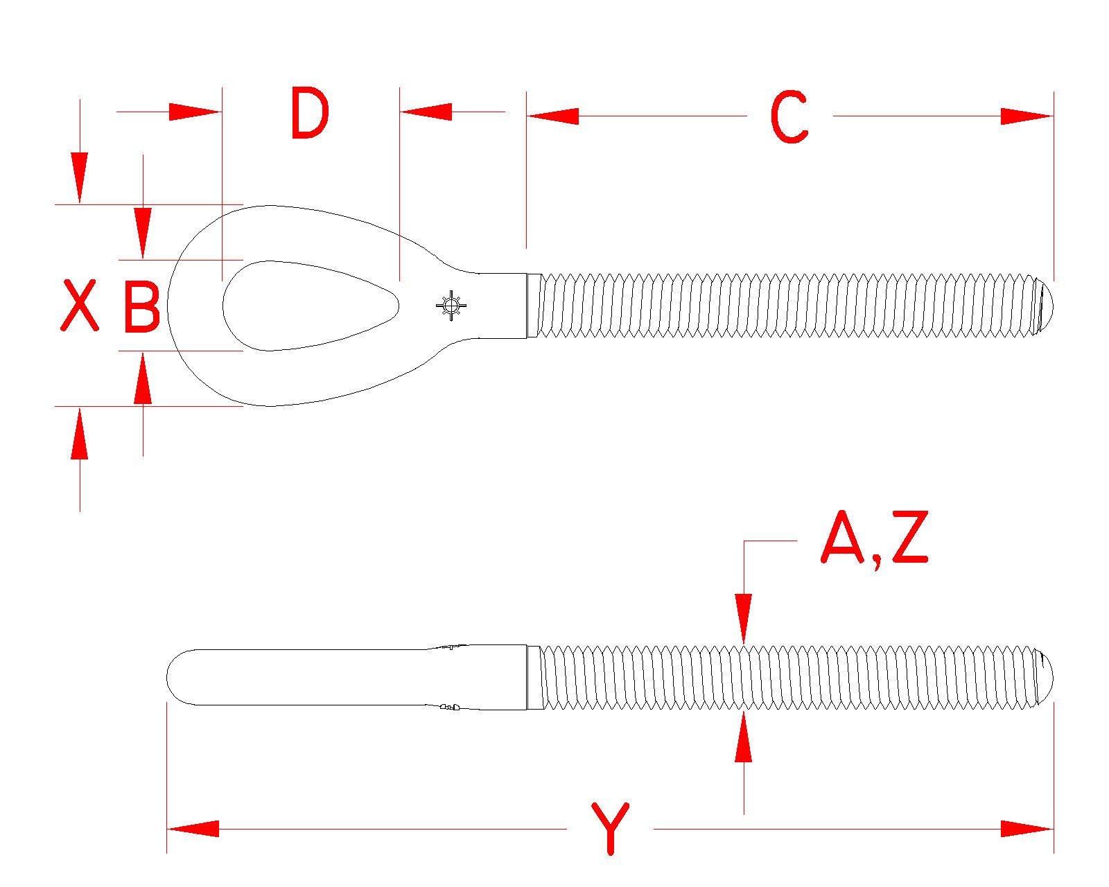 Stainless Steel Turnbuckle Eye - Forged, P0106-RE07, P0106-RE08, P0106-RE10, P0106-RE13, P0106-RE16, P0106-RE20, P0106-RE25, P0106-RE25-1, P0106-RE32-1, P0106-LE07, P0106-LE08, P0106-LE10, P0106-LE13, P0106-LE16, P0106-LE20, P0106-LE25, P0106-LE25-1, P0106-LE32-1, line Drawing Stainless Steel Turnbuckle Eye - Forged, P0106-RE07, P0106-RE08, P0106-RE10, P0106-RE13, P0106-RE16, P0106-RE20, P0106-RE25, P0106-RE25-1, P0106-RE32-1, P0106-LE07, P0106-LE08, P0106-LE10, P0106-LE13, P0106-LE16, P0106-LE20, P0106-LE25, P0106-LE25-1, P0106-LE32-1, line Drawing
